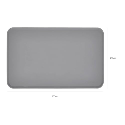 Amazon Basics Wasserabweisende Napfunterlage aus Silikon, Unterlage für Haustierfutter, 47 x 29 cm, Grau (2er-Pack), Einzelbett