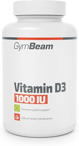 GymBeam Vitamina D3 1000 UI, Efficace Integratore di Vitamina D, Contribuisce al Funzionamento del Sistema Immunitario, Assorbimento di Fosforo e Calcio, Salute delle Ossa (60 cps)
