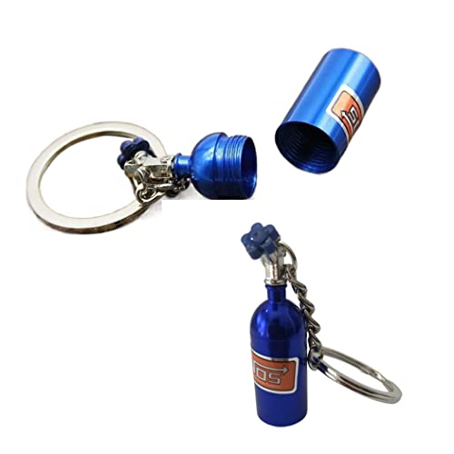 Aisibo Mini Nitrous Oxide Bottle Keyring Nos Gas Car Keychain Key Chain Rings, Fashion Pill Box Storage Turbo Keychain Key Holders For Car Keys (Blue) #TOP2