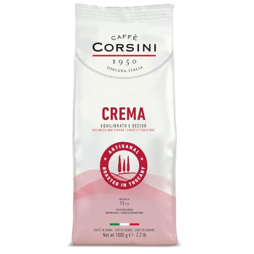 Caffè Corsini - Café en Grano de 1 kg Crema, Mezcla Arábica y Robusta, Tostado Medio, Sabor Equilibrado y Decidido, Origen Américas, Asia y África. Caffè Corsini - Café en Grano de 1 kg Crema, Mezcla Arábica y Robusta, Tostado Medio, Sabor Equilibrado y Decidido, Origen Américas, Asia y África.