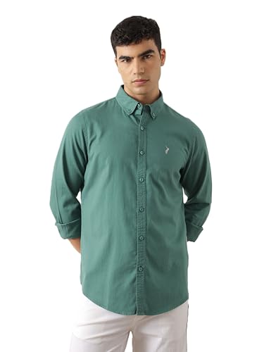 Image of Thomas Scott Men's Cricket Club Collection Classic Regular Fit Twill Shirt | 100% Cotton Long Sleeve Solid Shirt with Button Down Collar (Available in Plus Size)