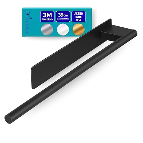 FCINNOVA Toalleros de Baño Sin Taladro de 39cm y Acero Inoxidable Negro Mate es un Toallero Adhesivo Baño de Facil Instalación y resitente fiajación Adhesiva Este Toallero es Elegante y Versatil