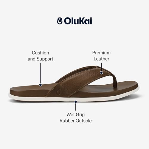 Image of OluKai Olali Men's Leather Sandals, Versatile & Comfortable Flip Flops, Soft & Durable Material, Arch Support & All-Day Wear