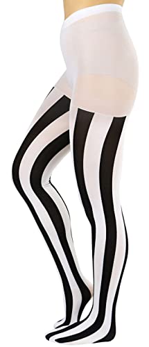 Image of ToBeInStyle Women's Wide Vertical Stripe Footed Footless Opaque Tights Leggings