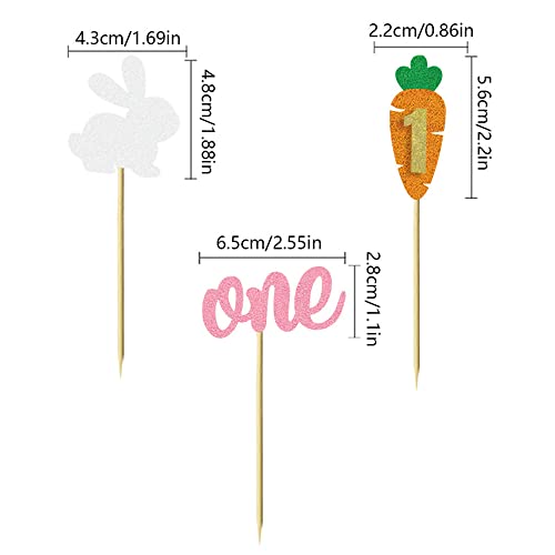 24 Pcs Carrot Bunny 1St Birthday Cupcake Toppers Easter Theme Party Decoration Cake Insert Card Mgpferd #TOP3