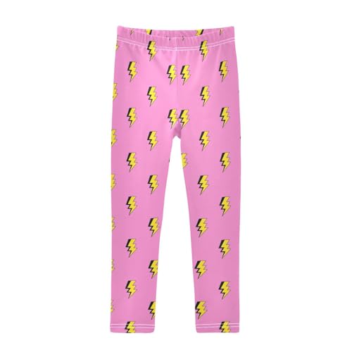 Lightning Bolts Girls' Leggings Toddler Doodles Pink Kids Yoga Pants Dance Active Tights 5T