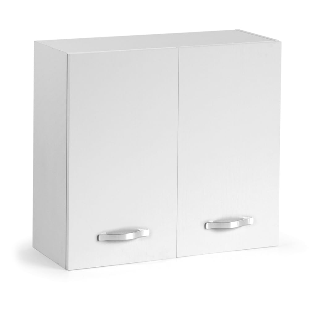 REDÒKASA Pensile per cucina componibile da 80 cm con due ante, realizzata in legno 100% MADE IN ITALY (Bianco con ante Bianco Frassino)
