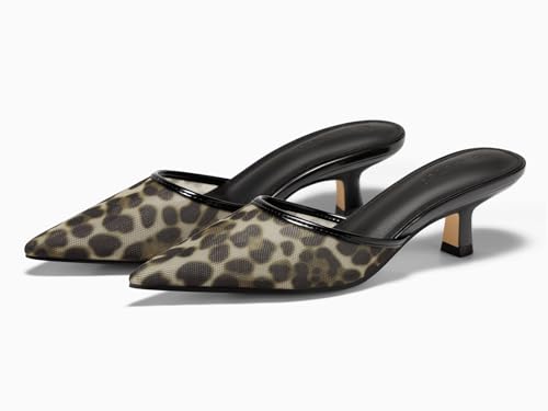 Image of Coutgo Womens Kitten Low Heels Mules Closed Pointed Toe Pumps Slip On Backless Dress Shoes