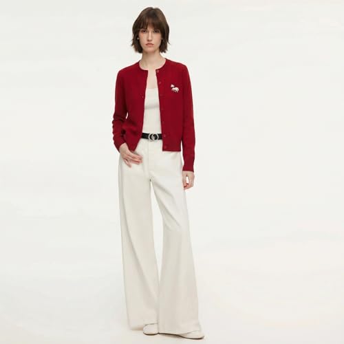Image of GOELIA Women Wool Blend Lightweight Cardigan Sweaters 2026 Spring Business Casual Solid Long Sleeve Knitted Cardigan Top