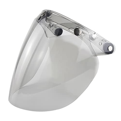 XYJTC Motorrad Helmvisierlinse, Helmvisier, offenes, Motorradhelm-Bubble-Linse, 3-Snap-Bubble-Windschutzvisier, Silber (Silber)(Light Grey)