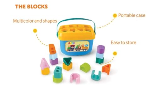 Image of UCRAVO Baby's First Sorting Building Blocks Toy for Kids Alphabets Color and Shapes Learning Educational Toy for Kids Boy and Girl Building Blocks, Stacking and Sorting Play for Infants