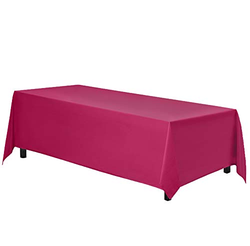 Gee Di Moda Rectangle Tablecloth - 90 x 132 Inch - Fuchsia Rectangular Table Cloth for 6 Foot Table in Washable Polyester - Great for Buffet Table, Parties, Holiday Dinner, Wedding & More