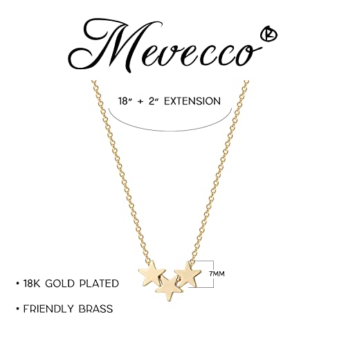 Mevecco Lucky Star Pendant Necklaces,18K Gold Plated Three Stars Handmade Dainty Cute Chain Pendants Necklaces Jewelry Gift For Women #TOP4