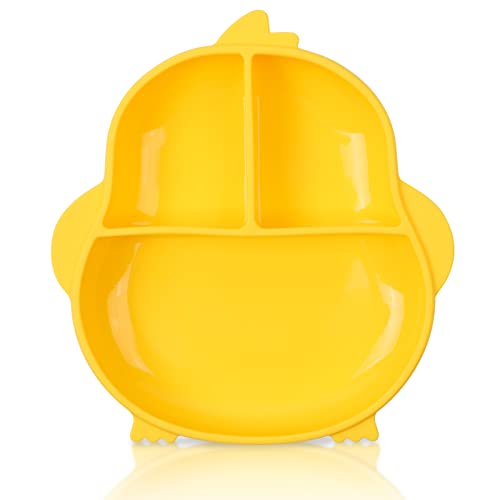 ABirdon Bébé Assiettes à Ventouse Silicone Enfant en Bas âge Plat Repas sans BPA, Incassable Portable Antidérapant sûr Enfants Assiette Auto-alimentante Cover