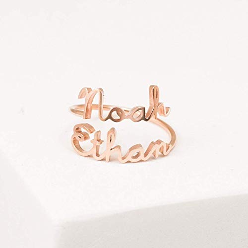Double Name Ring Two Name Ring Custom Name Ring Personalized Adjustable Name Ring New Mom Gift Mother Daughter Ring
