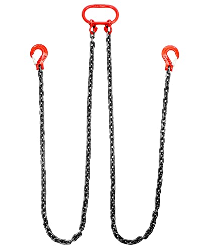 QWORK® 3T Chaîne de Suspension Haute Résistance - 2 M 2 Brins - Chaîne de 8mm en Acier au Manganèse - Crochet en Acier Allié Haute Résistance