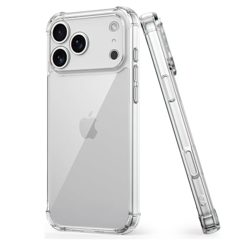 Image of Fashionury 3D Raised Transparent Crystal Clear Back Cover for iPhone 17 Pro | Shockproof Design | Anti-Slip Grip | Camera Protection | 360 Degree Protection Mobile Case