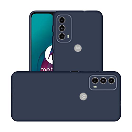 Image of Case Creation Liquid TPU Silicone Cover for Moto E30 Soft Case,Anti-Dirty Slim Case Frosted Matte Candy TPU Raised Bezel (Splash of Color) Back Case Cover for Motorola Moto E30 -Navy Electric Blue