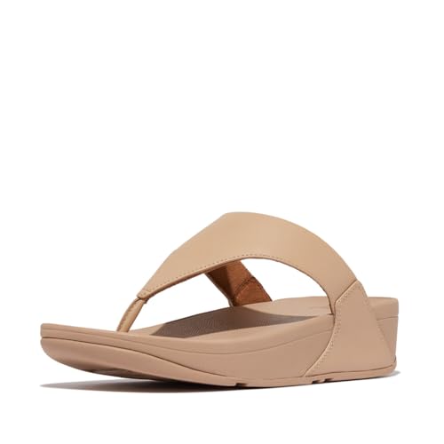 Image of FitFlop Womens Lulu Toe Post Leather Classic Beige Sandals 9 US