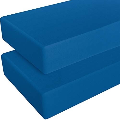 NTBAY - Juego de 2 sábanas ajustables de microfibra, acogedoras y suaves, color sólido para niños pequeños, 60 x 52 pulgadas, color azul real