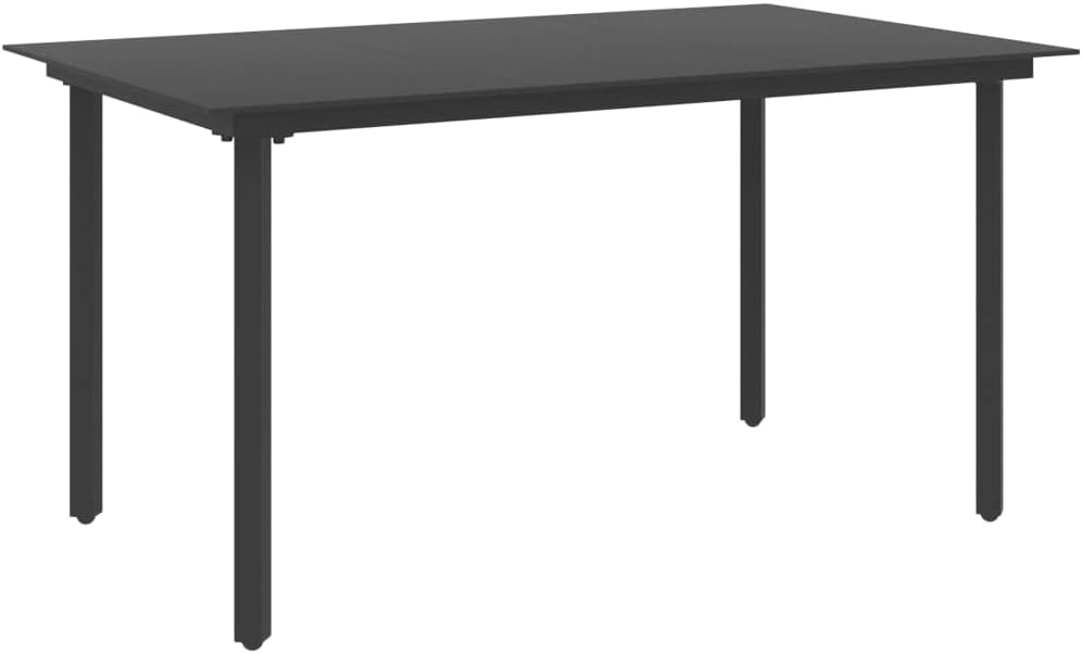 Patio Dining Table,Patio Bistro Table,Apartment Gardening Balcony,Deck Table,Backyard Table,for Patio, Backyard,Pool, Black 31.5"x31.5"x29.1" Steel and Glass