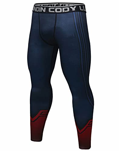 Calça legging masculina Red Plume elástica de compressão para impressão de líder esportivo, Style C,