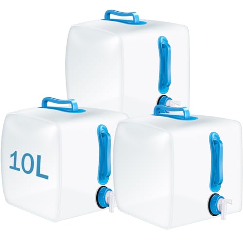 Reallnaive 3 Pcs 2.6 Gallon Collapsible Water Container with Spigot