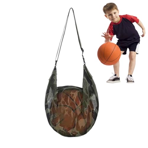 Bolsa de malla para balones de voleibol y fútbol con bolsillo de cremallera
