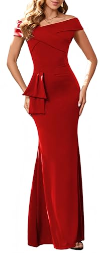 Image of Elegant Formal Long Dress for Women Sexy Red Evening Dresses Fashion Cocktail Party Dress Wedding Guest Long Maxi Dress