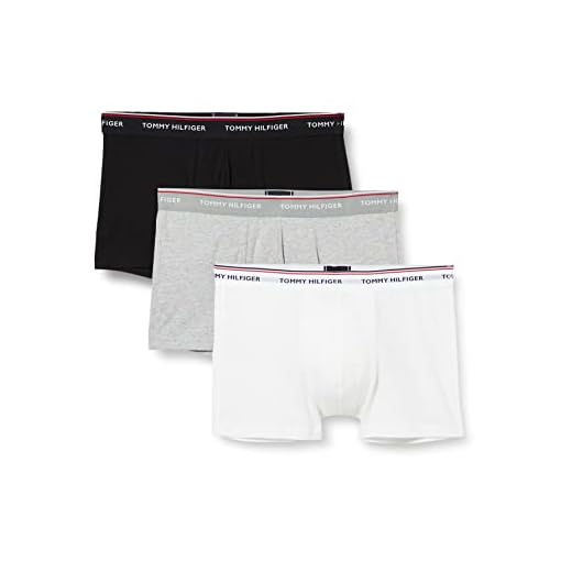 Tommy Hilfiger 3p Trunk, Bóxers para Hombre, Negro (Black/Grey Heather/White 004), Large, (Pack de 3)