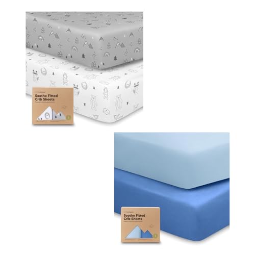 Image of KeaBabies 2-Pack Organic Crib Sheets for Boys & Girls - Jersey Fitted Crib Sheet, Baby Crib Sheets Neutral, Breathable, Cotton