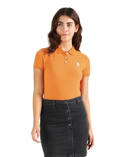Image of U.S. Polo ASSN. Women Cotton Solid Regular Fit Polo Shirt