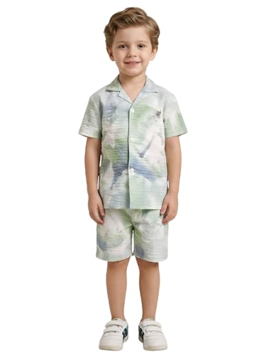 Image of POLKA TOTS 100% Cotton Co-Ord Set for Boys | Half Sleeve Shirt & Shorts Beach Outfit for Kids | Ultra-soft & Breathable Summer Clothes for Toddler & Baby Boy | Casual Dress & Printed Nightwear Set