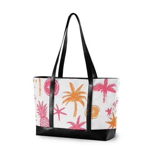 Summer Silhouette Orange Pink essentials bags for laptops for women with zipper work tote bags for women for office with tablet bolsos para mujeres
