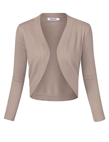 KOJOOIN Damen Bolero Kurze Strickjacke 3/4 Ärmel Cardigan V Ausschnitt...