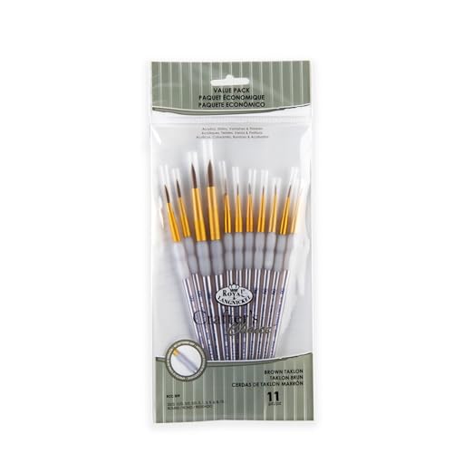 Royal and Langnickel Crafter's Choice Round Taklon Variety Brush Set - Brown (Pack of 11)