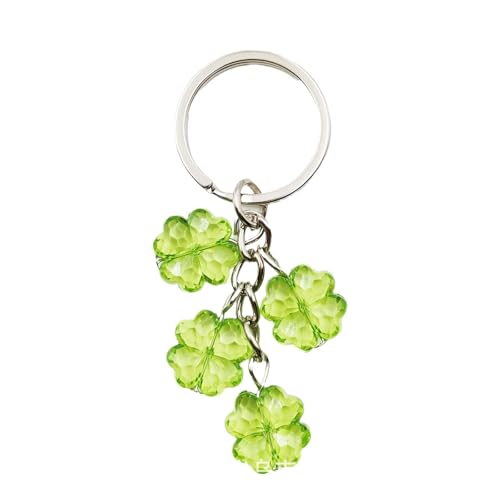 MMIUAEG Cute Heart Keychain for Women Colorful Love Heart Keyring Keychain (Four-leaf Clover Keychain)