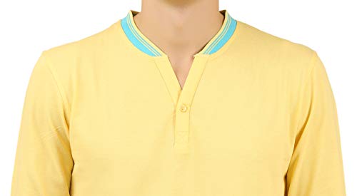 Image of Zebu Men's Full Sleeve Cotton Henley Neck Tshirt with bio wash (Pack of 1).