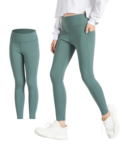 Girls Leggings with 2 Pockets Soft Stretchy Athletic Leggings for Girls Dance Workout Running Yoga Activewear