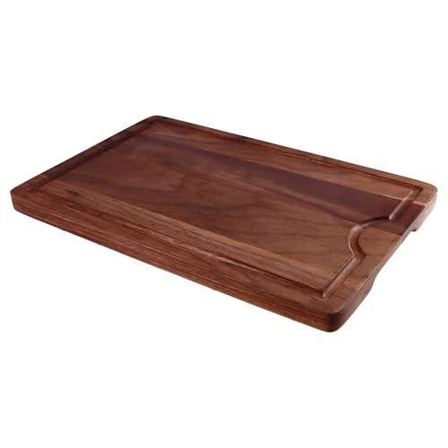 Lacers PurpleLine - Tabla de cortar de madera de nogal con ranura para jugo, pies antideslizantes y diseño elegante, tabla de cortar premium para cocina, pan, carne y verduras, 385 x 255 x 20 mm