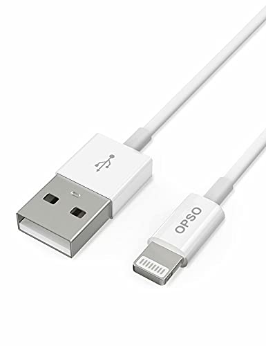 OPSO 3.3ft MFi Certified Lightning Cable, USB A to Lightning, Compatible with iPhone 14/13/12/11/XS/XR/8/7/6, White, 1 Pack