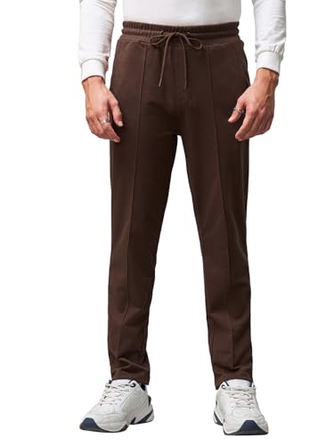 Image of Bewakoof Men's Solid Regular Fit Cotton Blend Track Pant