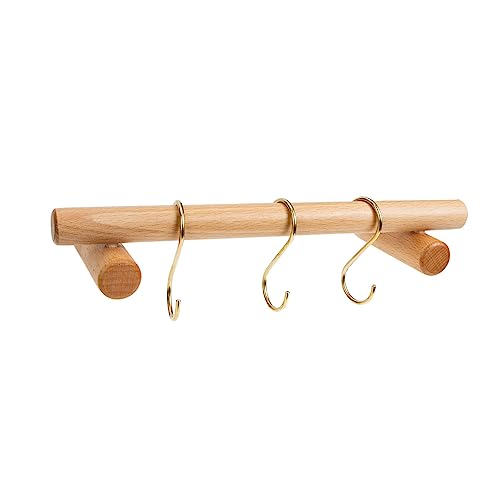 VOSAREA 1Set Wooden Towel Hanging Rack Minimalist Bathroom Towel Holder with Hooks Space Saving Design for Kitchen and Bathroom and Construction