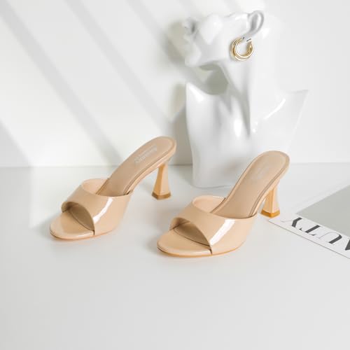 Image of Susanny High Heels for Women Pointed Open Toe Strappy Chunky Block Heels Ankle Strap Stiletto Kitten Heeled Sandals Wedding Bridal Party Prom Sexy Dress Shoes