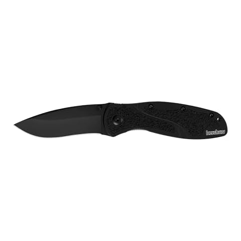 Kershaw Blur Black (1670BLK) Everyday Carry Pocketknife, 3.4 inch Stainless Steel Drop Point Blade, Cerakote Blade Finish, SpeedSafe Opening, Reversible Pocketclip; 3.9 OZ Cover