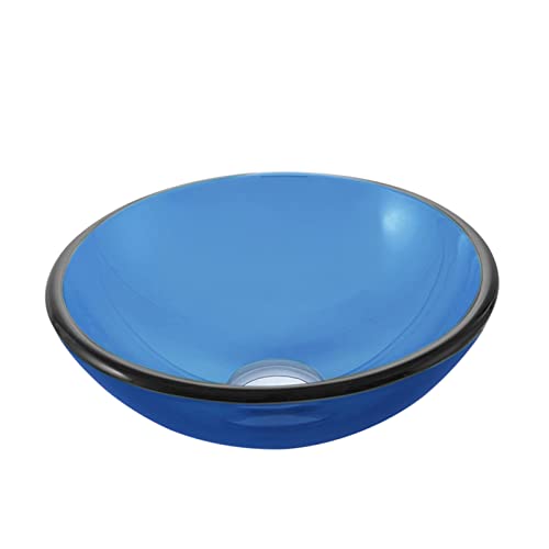 KJSHXYG Lavandino da Bagno in Vetro temperato, Ciotola per lavabo da appoggio, Trasparente (Blu)