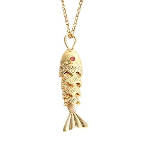 Colliers ajustables LATS pendentif poisson acier inoxydable zircone rouge vert bijoux femmes unisex