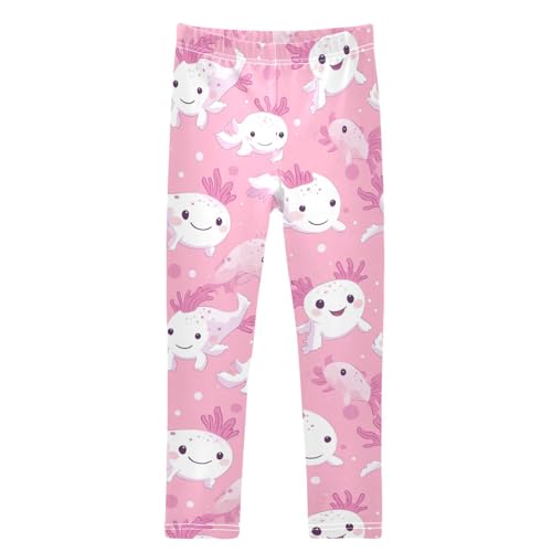Boccsty Axolotls Polka Dots Pink Girls Leggings Kids Yoga Pants Dance Active Tights 4T