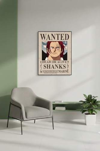 Image of 0ne Pieece Anime Posters | Size - 42 X 32 cm | Premium Matte Wall Art | Lufffy, Zooro, Sanjji | A3 Size | BOND VERSE (Red-Haired Shankss Wanted Poster)