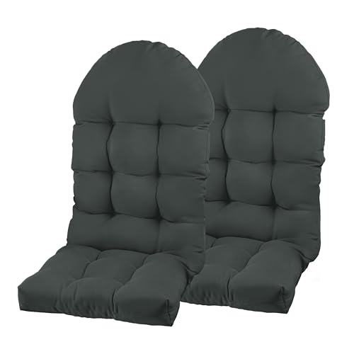 Image of Adirondack Chair Cushion, Rocking Chair Cushion 44x19.4x4 inch, High Back Patio Cushions of Upper and Lower with Ties, Sunscreen and Fade-Resistant (Dark Grey, 2)